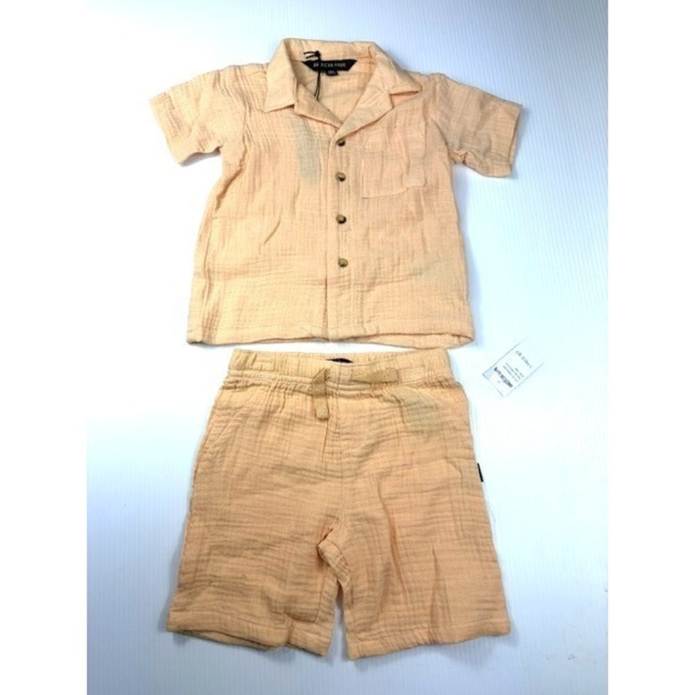 American Hawk Boys 2 Piece Set 18M Apricot Gauze Cotton Shirt Shorts Outfit